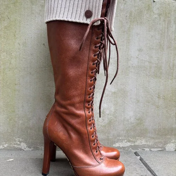 Gucci leather lace up boots size 37 - Picture 8 of 11